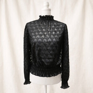 Blāshe L Gothic Dark Academia Lace Blouse  Romantic Victorian Sheer Ruffle Top